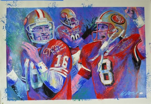 Joe Montana, Steve Young and Jerry Rice Signed 49ers MVPs Bill Lopa Giclee Canvas 